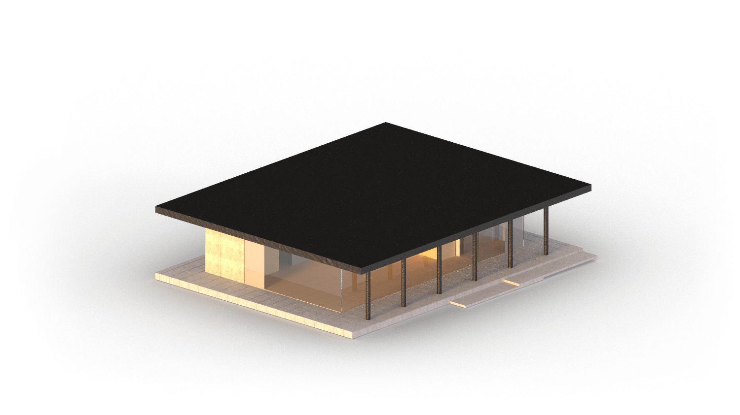 Black modular house in landscape