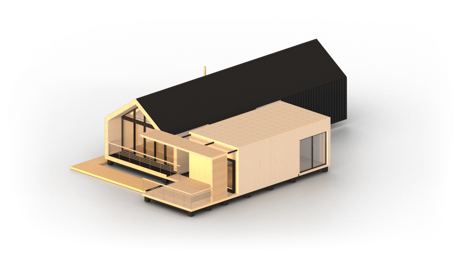Modern modular house with panoramic glazing