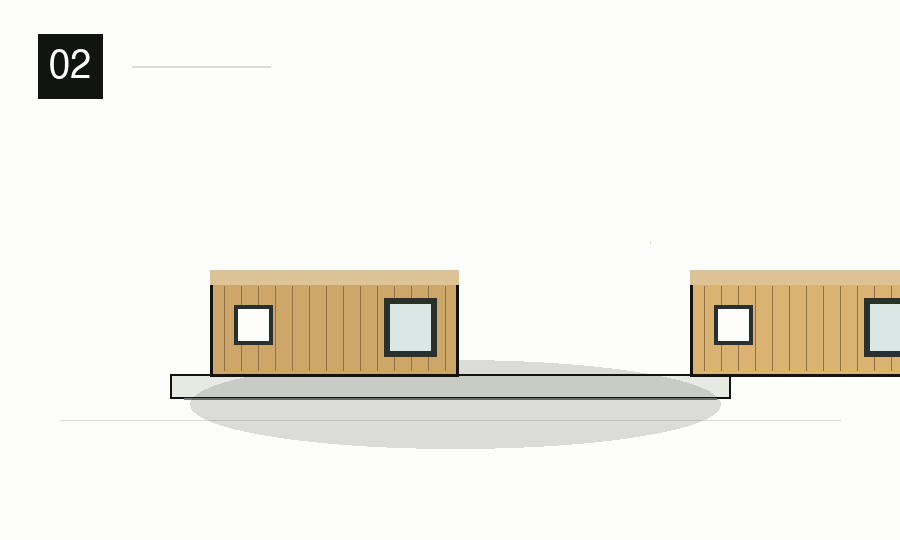Two container house modules aligning on a foundation