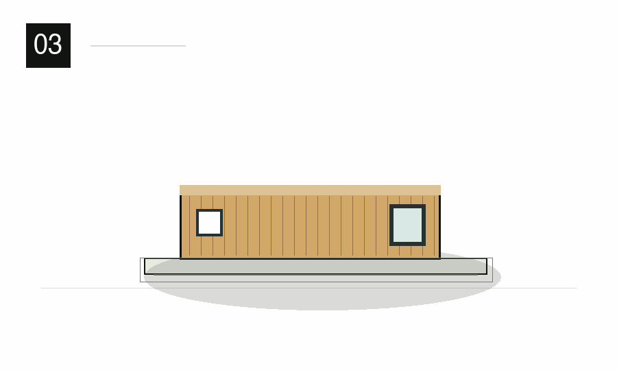 Container house finishing with roof deck and utility connection