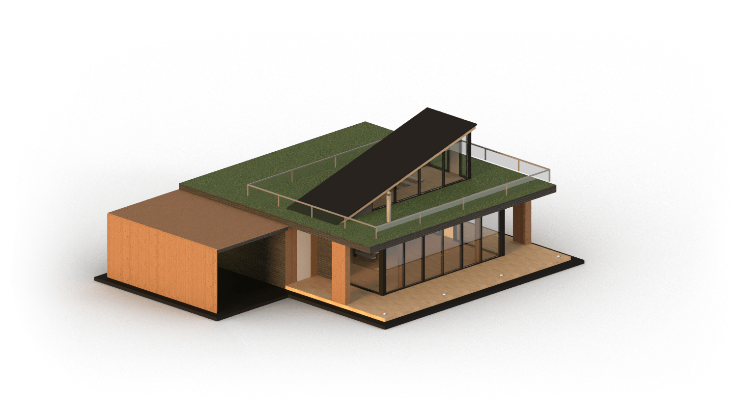 Minimal modular house side view